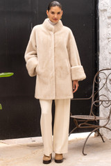 Oversized Cuff Faux Fur Coat