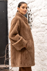 Oversized Cuff Faux Fur Coat