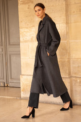 Wool Blend Belted Duster Coat