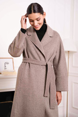 Wool Blend Belted Duster Coat