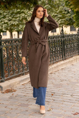 Wool Blend Belted Duster Coat