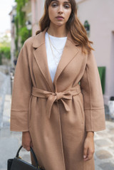 Wool Blend Belted Duster Coat