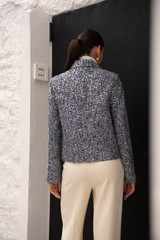Navy Cross Hatch Sequin Blazer