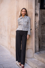 Navy Cross Hatch Sequin Blazer