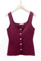 Fine Knit Square Neck Button Front Top