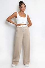 Casual Bralet and Trouser Set With Contrast Waistband 