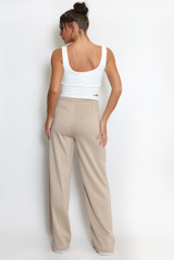 Casual Bralet and Trouser Set With Contrast Waistband 