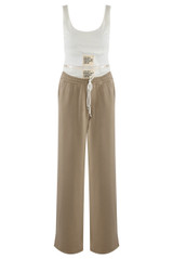 Casual Bralet and Trouser Set With Contrast Waistband 