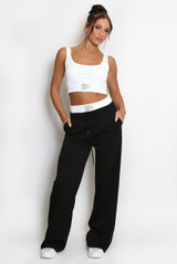 Casual Bralet and Trouser Set With Contrast Waistband 
