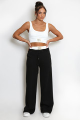 Casual Bralet and Trouser Set With Contrast Waistband 