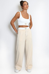 Casual Bralet and Trouser Set With Contrast Waistband 