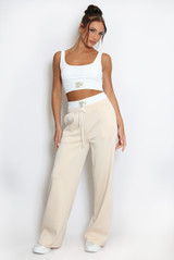 Casual Bralet and Trouser Set With Contrast Waistband 