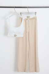 Casual Bralet and Trouser Set With Contrast Waistband 