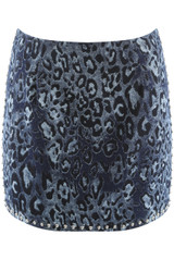 Navy Studded Leopard Print Mini Skirt