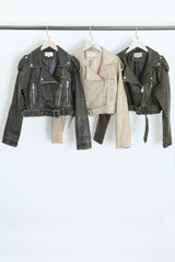 Faux Leather Belted Biker Jacket