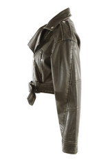 Faux Leather Belted Biker Jacket