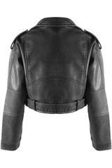 Faux Leather Belted Biker Jacket