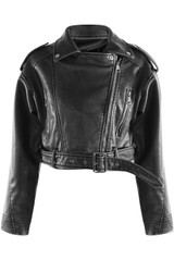 Faux Leather Belted Biker Jacket