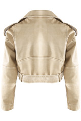 Faux Leather Belted Biker Jacket