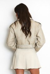 Faux Leather Belted Biker Jacket Faux Leather Belted Biker Jacket
