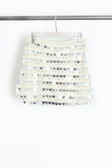 Cream Disc Sequin Mini Skirt