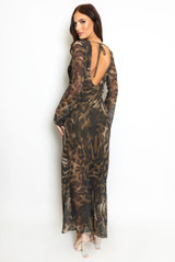 Leopard Print Chiffon Midi Dress