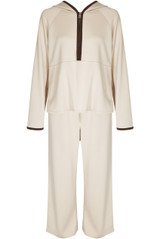 Contrast Piping Hooded Sweatshirt And Jogger Set