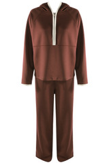 Contrast Piping Hooded Sweatshirt And Jogger Set
