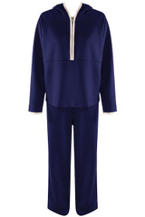 Contrast Piping Hooded Sweatshirt And Jogger Set