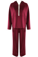 Contrast Piping Hooded Sweatshirt And Jogger Set