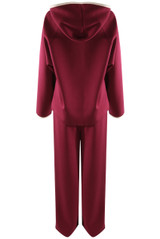 Contrast Piping Hooded Sweatshirt And Jogger Set