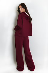 Contrast Piping Hooded Sweatshirt And Jogger Set