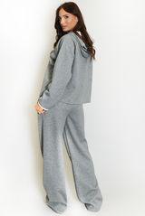 Contrast Piping Hooded Sweatshirt And Jogger Set