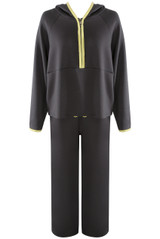 Contrast Piping Hooded Sweatshirt And Jogger Set