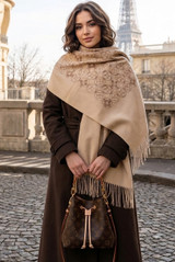 Designer Inspired Monogram Wool Blend Scarf