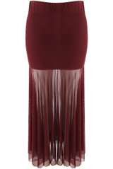 Panelled Mesh Hem Maxi Skirt