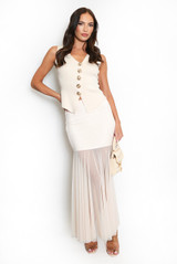 Panelled Mesh Hem Maxi Skirt