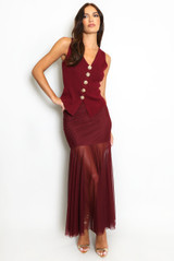 Panelled Mesh Hem Maxi Skirt