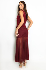 Panelled Mesh Hem Maxi Skirt