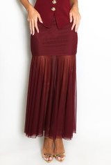 Panelled Mesh Hem Maxi Skirt