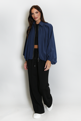 Lightweight Balloon Sleeve Bomber Jacket