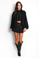 Lightweight Balloon Sleeve Bomber Jacket