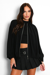 Lightweight Balloon Sleeve Bomber Jacket