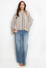 Lightweight Balloon Sleeve Bomber Jacket