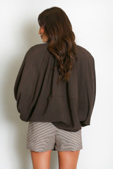 Lightweight Balloon Sleeve Bomber Jacket