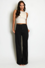 Visible Seam Wide Leg Jeans