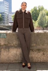 Wool Patch Pockets Zipper Coat