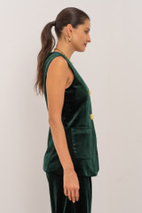 Velvet V Neck Waistcoat with Statement Buttons