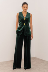 Velvet V Neck Waistcoat with Statement Buttons