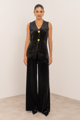 Velvet V Neck Waistcoat with Statement Buttons